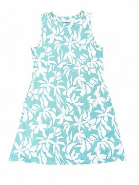 Columbia PFG Freezer Tank Dress Medium Aqua Tropical Print Stretch Pockets